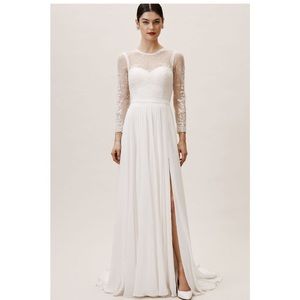 BHLDN Catherine Deane Leanna Bridal Bodysuit Size 6. Long sleeve lace